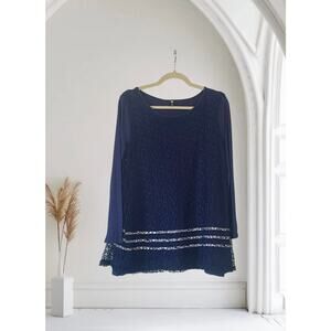 Woman’s Navy Blue Top Shirt Blouse Medium